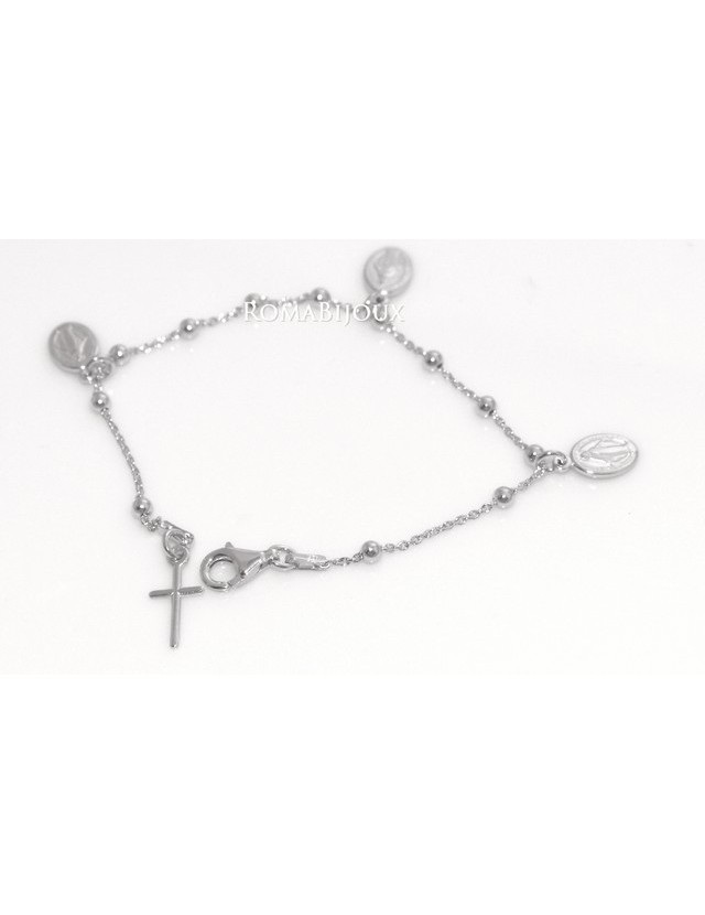 Bracciale rosario uomo o donna in Argento 925 con immagine madonnina 3 ciondoli e croce Bracciale rosario uomo o donna in Argento 925 con immagine madonnina 3 ciondoli e croce