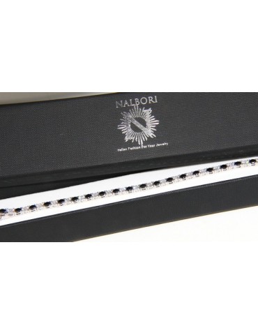 Bracciale per donna in Argento 925 modello Tennis Con Zirconi bianco e nero da 4 mm 17,5 cm a griffe