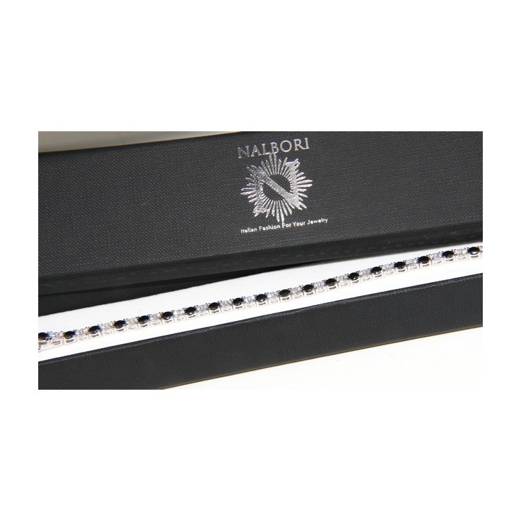 NLB|Bracciale per donna in Argento 925 modello Tennis Con Zirconi bianco e nero da 4 mm 17,5 cm a griffe