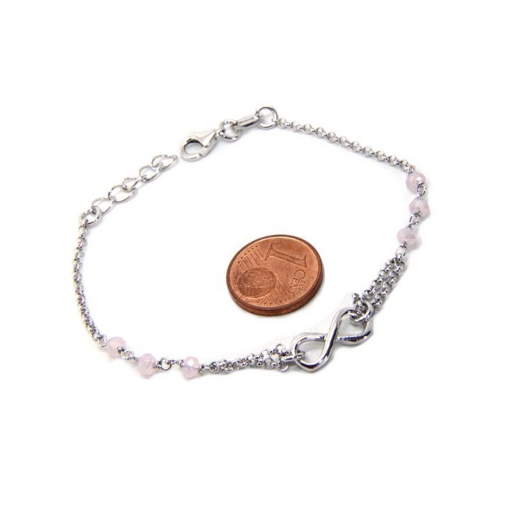 NLB|Bracelet man woman Silver 925 rosary crystal pink light with 1 infinite element 15.00 -17.50 cm