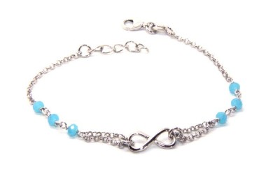 NLB|Bracelet man woman Silver 925 rosary crystal light blue with 1 infinite element 15.00 -17.50 cm