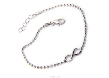 NLB|Bracelet man woman 925 Sterling Silver 2 mm ball chain and 1 infinite element 17.50-20.50 cm