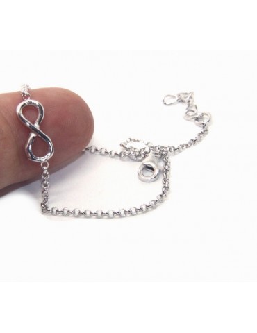 Bracciale uomo donna Argento 925 catena a rolo' circa da 2 mm e 1 elemento infinito 17,50-20,00 cm