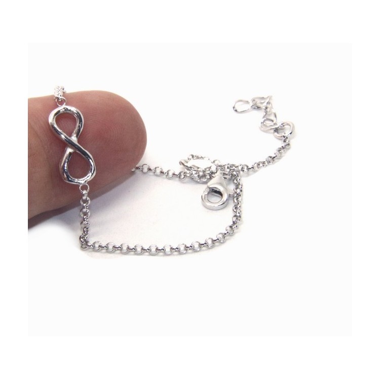 NLB|Bracelet man woman Silver 925 rolo chain 'about 2 mm and 1 infinite element 17.50-20.00 cm