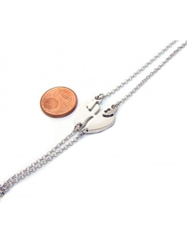 Bracciale doppio LUI e LEI uomo donna in Argento 925 cuore spezzato grande da spezzare lucchetto chiave