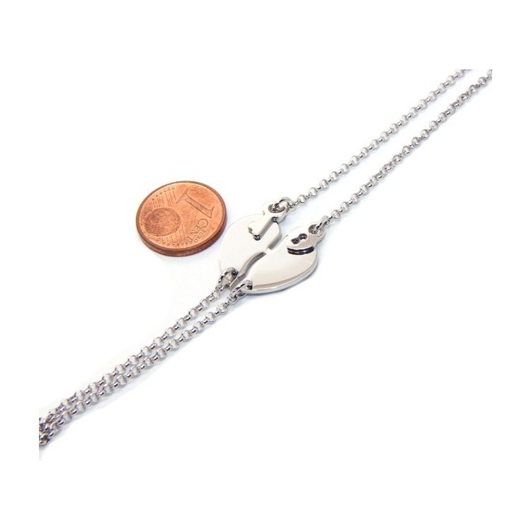 NLB|Double bracelet HE and LEI man woman in Sterling Silver broken heart big to break key padlock
