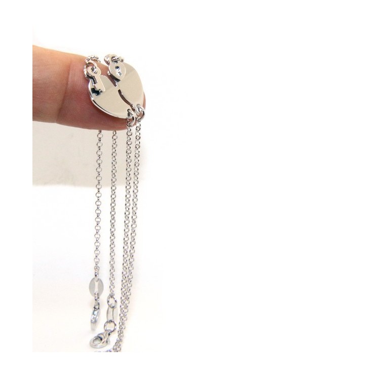 NLB|Double bracelet HE and LEI man woman in Sterling Silver broken heart big to break key padlock