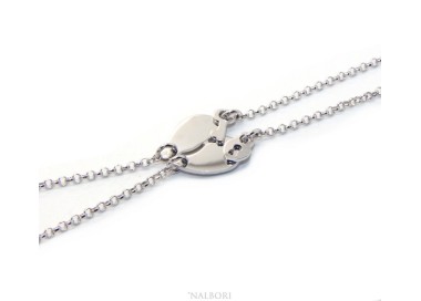 NLB|Double bracelet HE and LEI man woman in Sterling Silver broken heart small to break key padlock