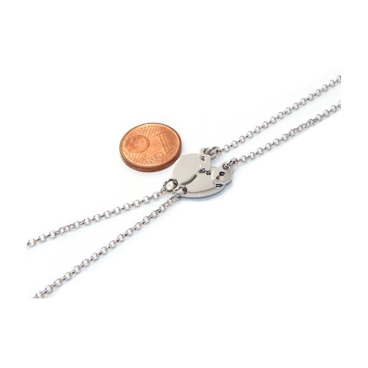 NLB|Bracciale doppio LUI e LEI uomo donna in Argento 925 cuore spezzato piccolo da spezzare lucchetto chiave