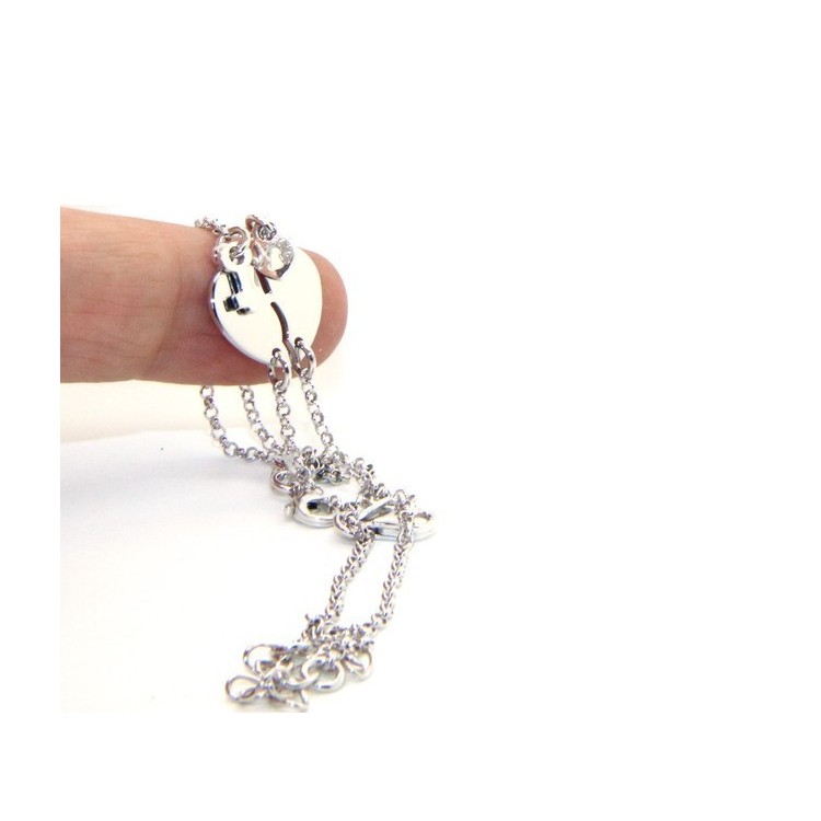 NLB|Double bracelet HE and LEI man woman in Sterling Silver broken heart small to break key padlock
