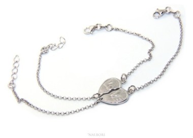 NLB|Double bracelet HIM and HER man woman in Sterling Silver broken heart written LOVE