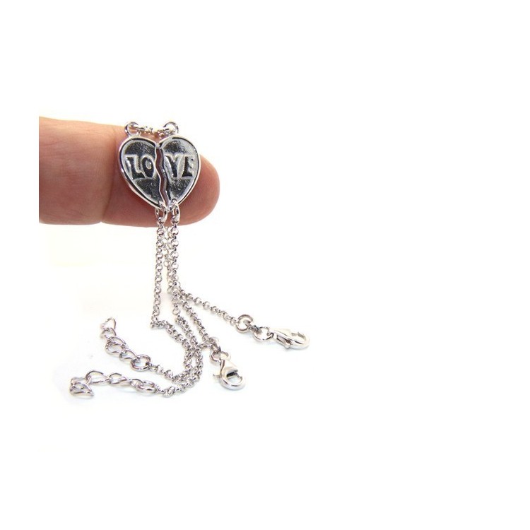 NLB|Double bracelet HIM and HER man woman in Sterling Silver broken heart written LOVE