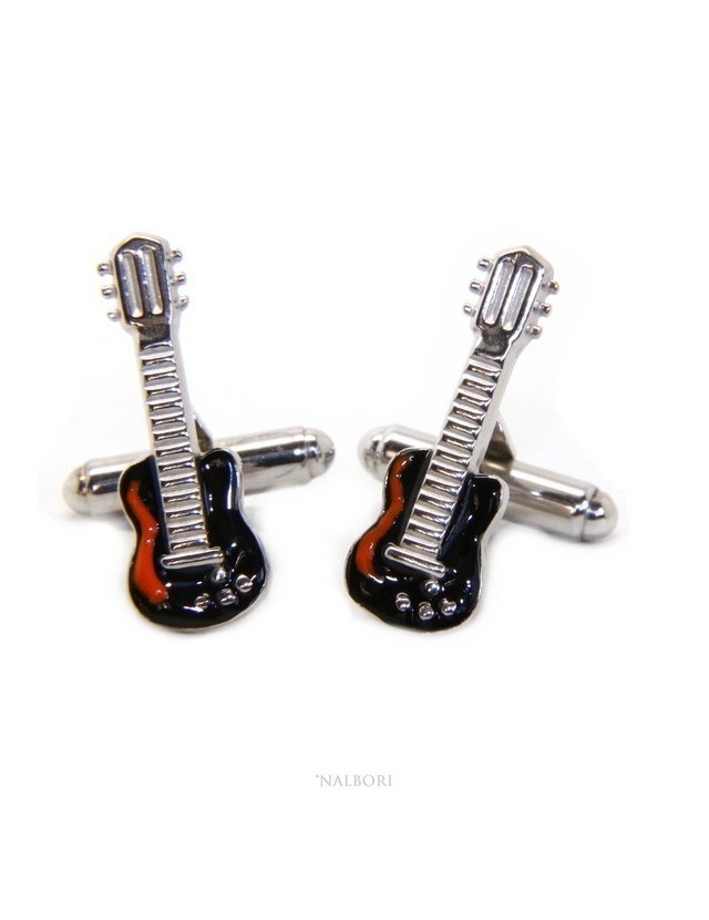 Gemelli Uomo chitarra elettrica per camicia in Argento 925 alamari realizzati a mano