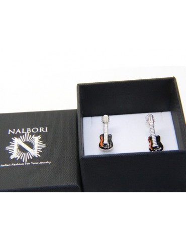 Gemelli Uomo chitarra elettrica per camicia in Argento 925 smalto nero realizzati a mano