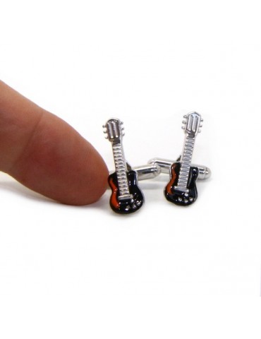 Gemelli Uomo chitarra elettrica per camicia in Argento 925 smalto nero realizzati a mano