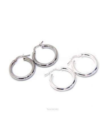 orecchini donna Argento 925 anelle cerchi boccole lisce classiche 21,5  mm 2 colori
