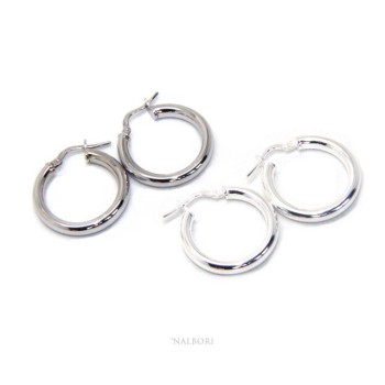 NLB|silver earrings 925 sterling silver 21.5 mm 2 colors smooth brooches hoop