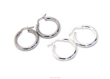 NLB|orecchini donna Argento 925 anelle cerchi boccole lisce classiche 21,5  mm 2 colori