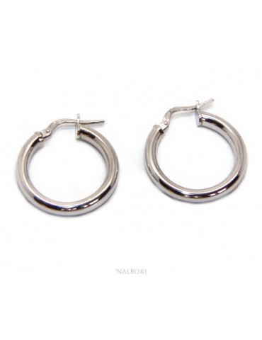 orecchini donna Argento 925 anelle cerchi boccole lisce classiche 21,5  mm 2 colori