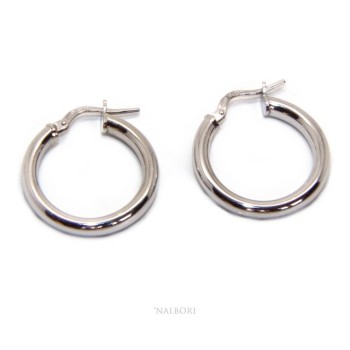 NLB|orecchini donna Argento 925 anelle cerchi boccole lisce classiche 21,5  mm 2 colori