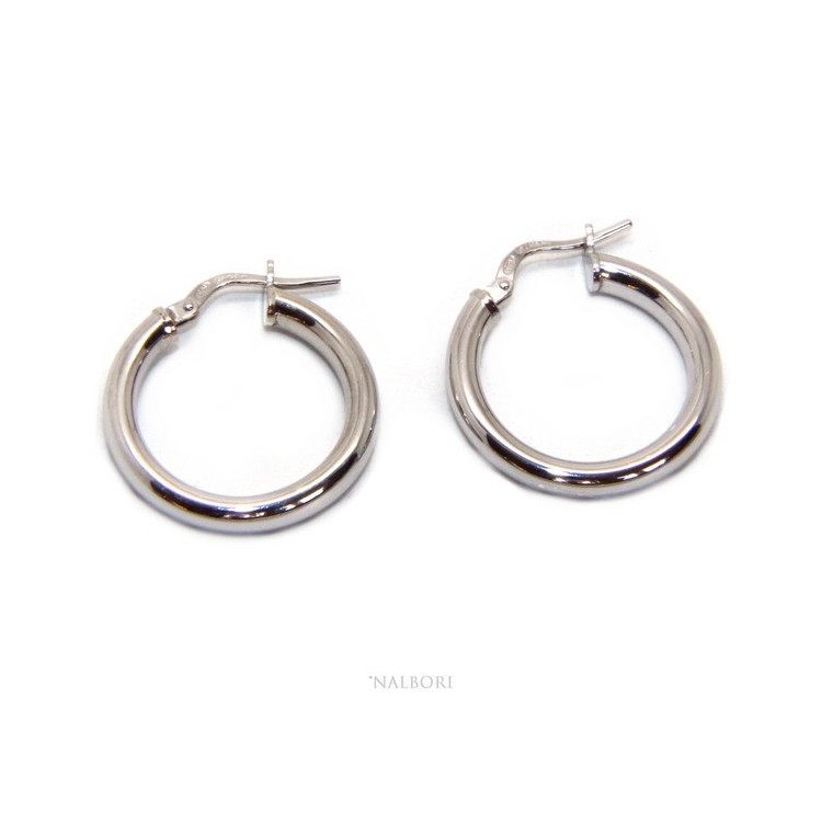 NLB|orecchini donna Argento 925 anelle cerchi boccole lisce classiche 21,5  mm 2 colori