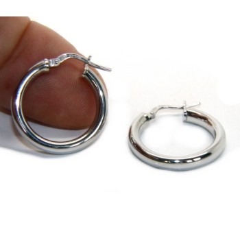 NLB|silver earrings 925 sterling silver 21.5 mm 2 colors smooth brooches hoop