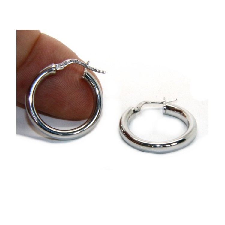 NLB|orecchini donna Argento 925 anelle cerchi boccole lisce classiche 21,5  mm 2 colori