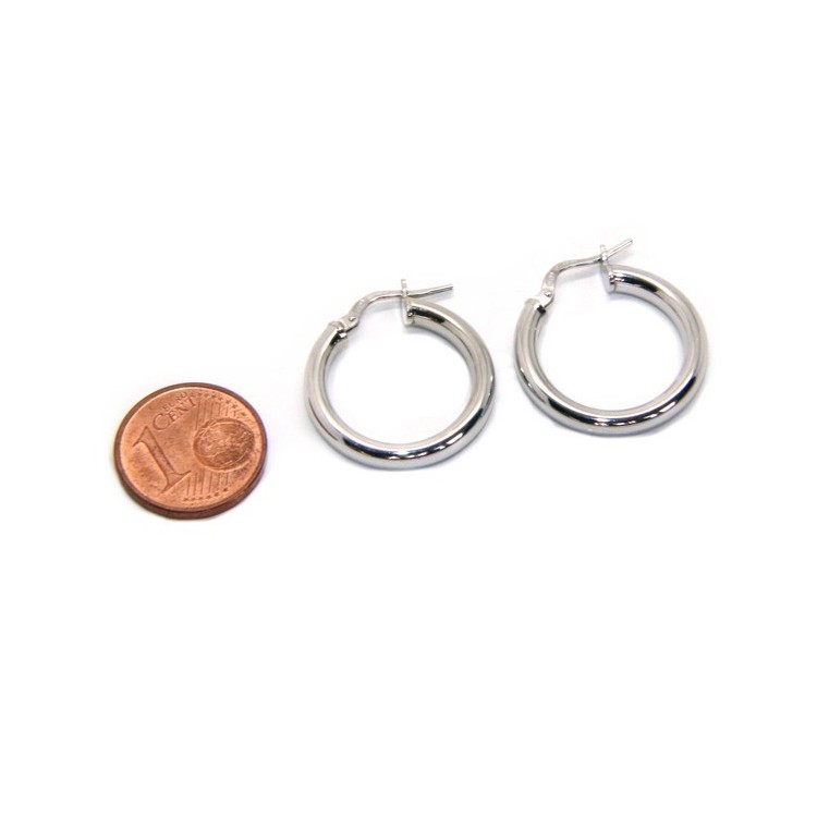 NLB|silver earrings 925 sterling silver 21.5 mm 2 colors smooth brooches hoop