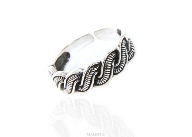 NLB|Silver 925: Ring man faith woman braid braid open adjustable dark band