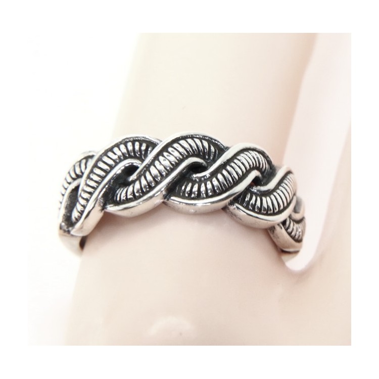 NLB|Silver 925: Ring man faith woman braid braid open adjustable dark band
