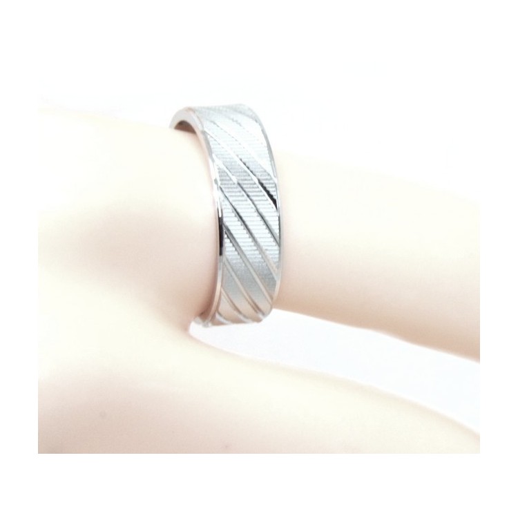 NLB|Silver 925: Solid diamond ring faith 6 mm oblique for men or women