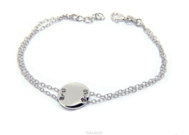 NLB|Bracciale uomo donna Argento 925 con bottone centrale rodiato 17,00 - 20,00 cm