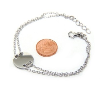 NLB|647/5000 Bracelet man woman 925 Sterling Silver with central button rhodium 17,00 - 20.00 cm