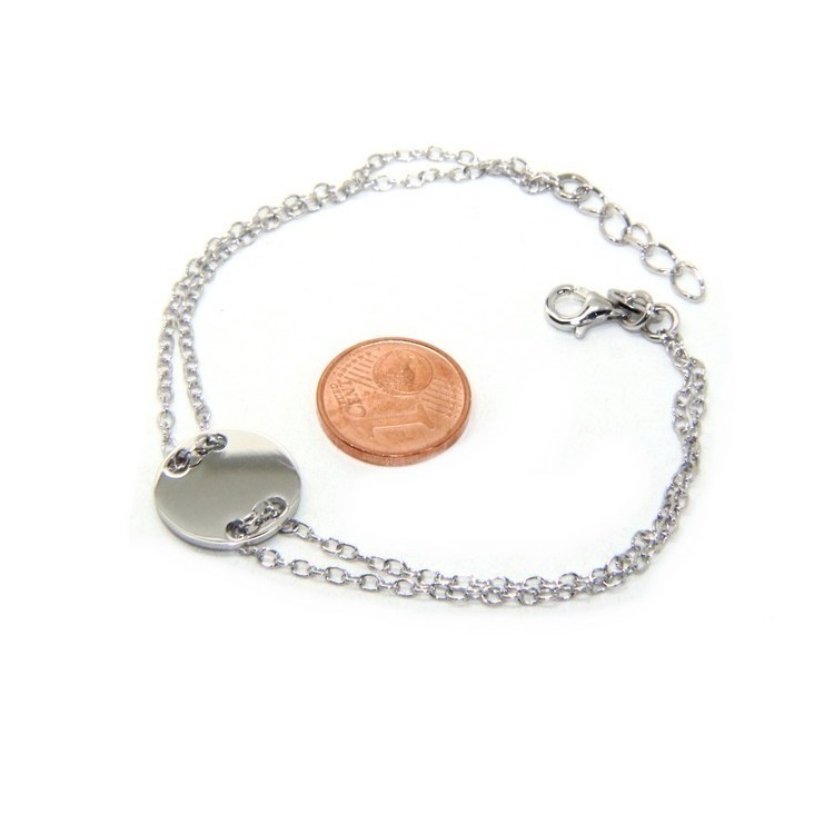 NLB|647/5000 Bracelet man woman 925 Sterling Silver with central button rhodium 17,00 - 20.00 cm