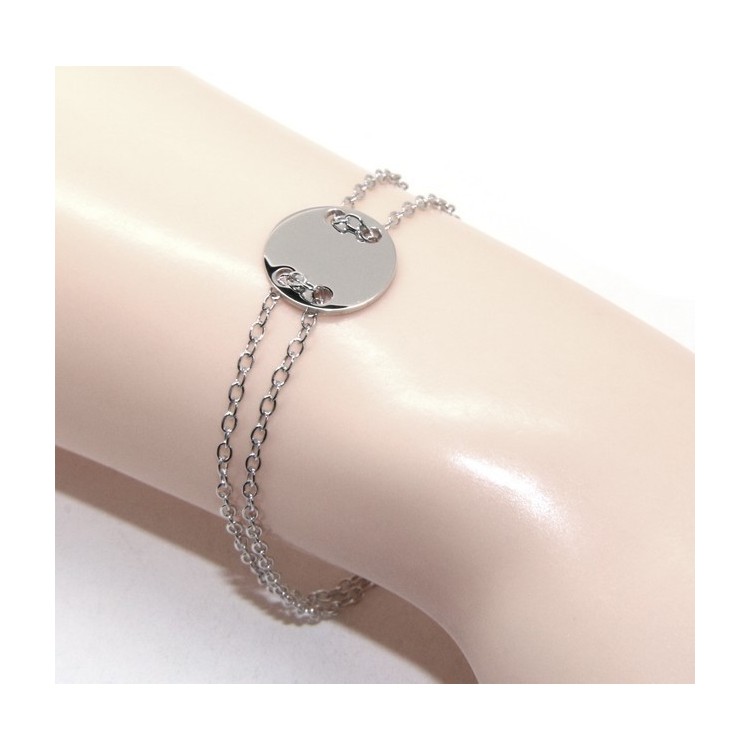 NLB|647/5000 Bracelet man woman 925 Sterling Silver with central button rhodium 17,00 - 20.00 cm