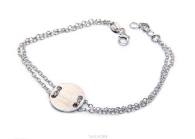 NLB|647/5000 Bracelet man woman 925 Sterling Silver with central button white gold plate 17,00 - 20.00 cm