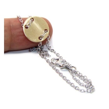 NLB|647/5000 Bracelet man woman 925 Sterling Silver with central button yellow gold plate 17,00 - 20.00 cm