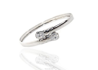 NLB|SILVER 925: Woman slave bracelet open contrarie 'white zircon drop 2 griffe