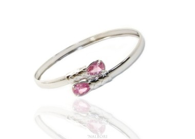 NLB|SILVER 925: Woman slave bracelet open contrarie 'white zircon drop 2 griffe