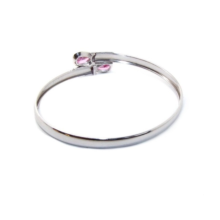 NLB|SILVER 925: Woman slave bracelet open contrarie 'white zircon drop 2 griffe