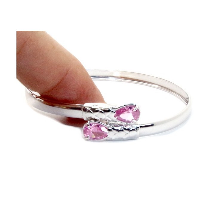 NLB|ARGENTO 925 : Bracciale donna schiava aperto contrarie' zircone bianco goccia 2 griffe