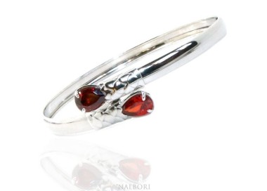 NLB|ARGENTO 925 : Bracciale donna schiava aperto contrarie' zircone rosa goccia 2 griffe