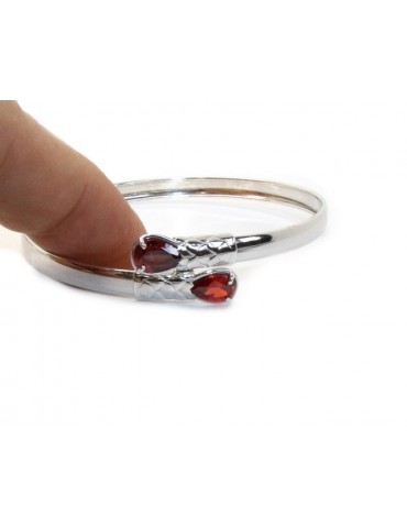 ARGENTO 925 : Bracciale donna schiava aperto contrarie' zircone rosa goccia 2 griffe