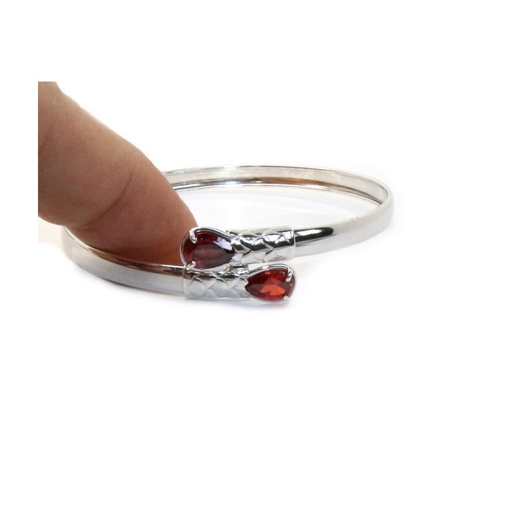 NLB|SILVER 925: Woman slave bracelet open contrarie rose zircon drop 2 griffe