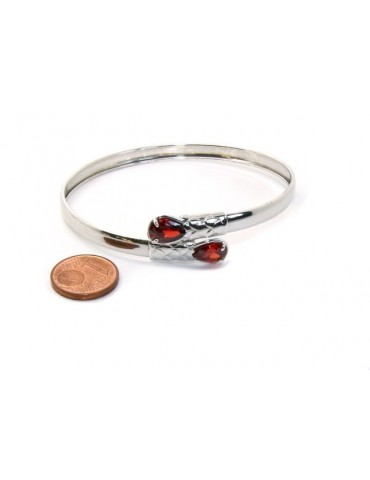 ARGENTO 925 : Bracciale donna schiava aperto contrarie' zircone rosa goccia 2 griffe