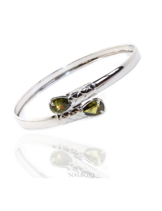 ARGENTO 925 : Bracciale donna schiava aperto contrarie' zircone rosso goccia 2 griffe ARGENTO 925 : Bracciale donna schiava aperto contrarie' zircone rosso goccia 2 griffe
