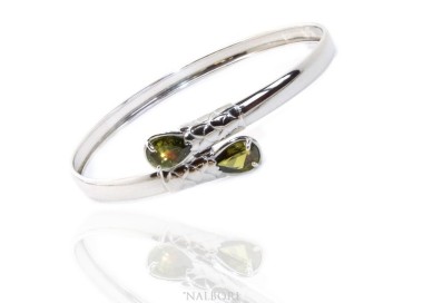 NLB|ARGENTO 925 : Bracciale donna schiava aperto contrarie' zircone rosso  goccia 2 griffe