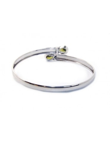 ARGENTO 925 : Bracciale donna schiava aperto contrarie' zircone rosso  goccia 2 griffe