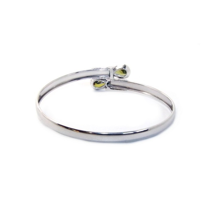 NLB|SILVER 925: Woman slave bracelet open contrarie red zircon drop 2 griffe