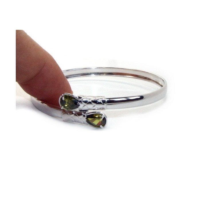 NLB|ARGENTO 925 : Bracciale donna schiava aperto contrarie' zircone rosso  goccia 2 griffe